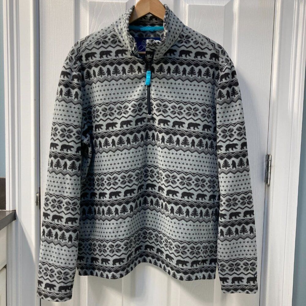 Chubbies Beach Club Quarter-Zip Fleece Nordic Fair Isle Pattern Size Medium